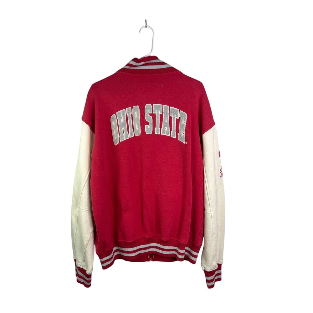 Colosseum Athletics Ohio State Buckeyes Letterman Jacket XL Red Cream Full‎ Zip